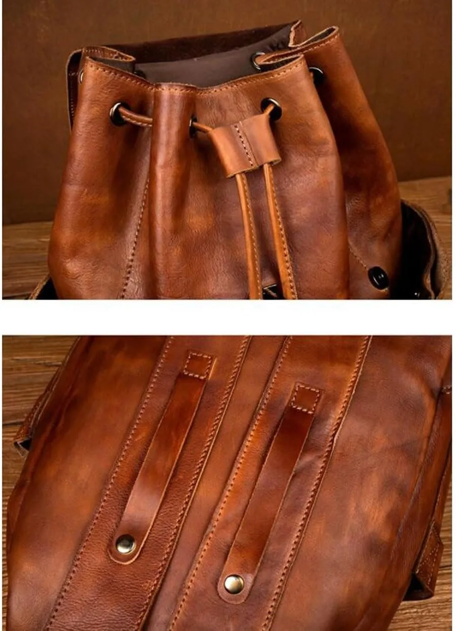 Luggage Backpacks Genuine Leather Laptop Bags Casual Daypack Mens Briefcases Computers Bags 16.5Inch