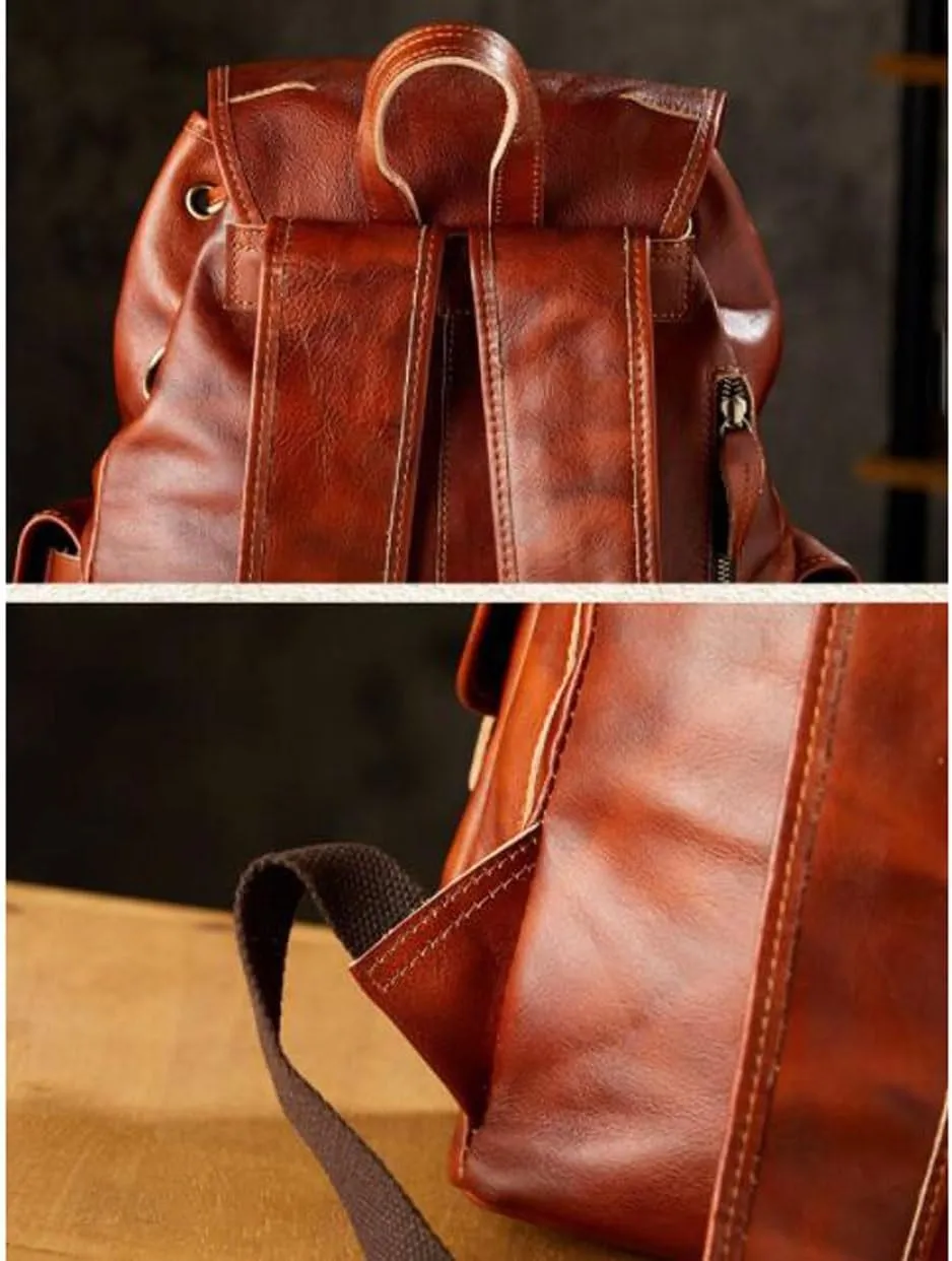Luggage Travel Bags Backpacks Genuine Leather Laptop Bags Computers Bags Mens Casual Daypack Briefcases 16.1Inch(Black)