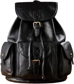 Luggage Travel Bags Backpacks Genuine Leather Laptop Bags Computers Bags Mens Casual Daypack Briefcases 16.1Inch(Black)