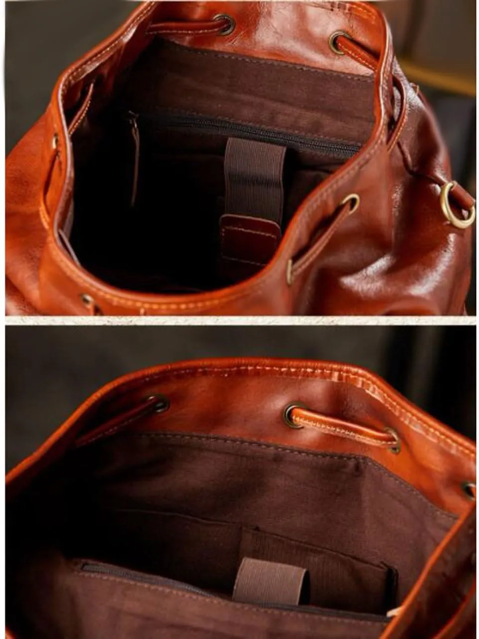 Luggage Travel Bags Backpacks Genuine Leather Laptop Bags Computers Bags Mens Casual Daypack Briefcases 16.1Inch(Brown)