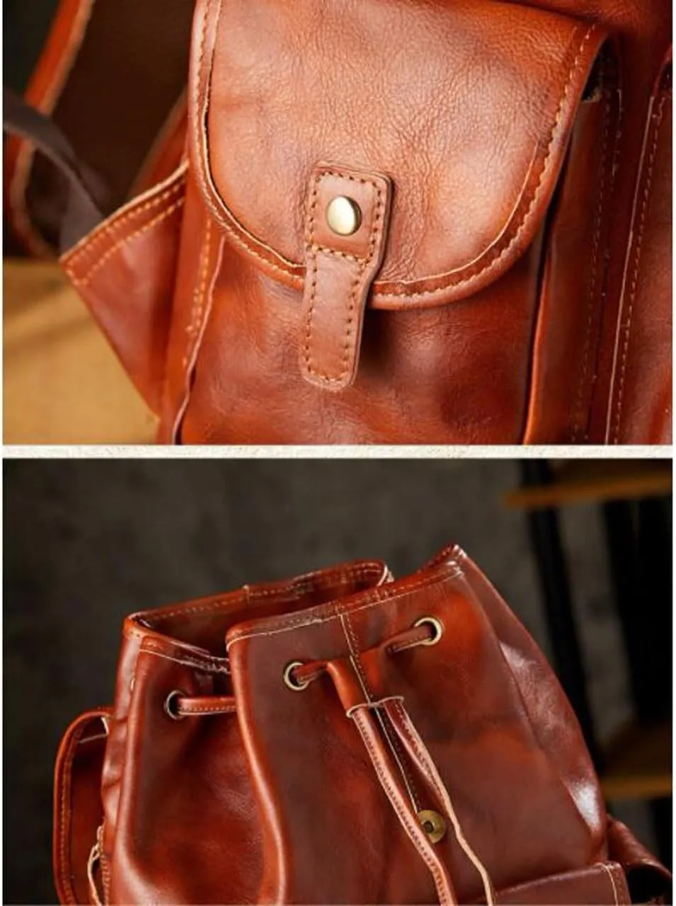 Luggage Travel Bags Backpacks Genuine Leather Laptop Bags Computers Bags Mens Casual Daypack Briefcases 16.1Inch(Brown)