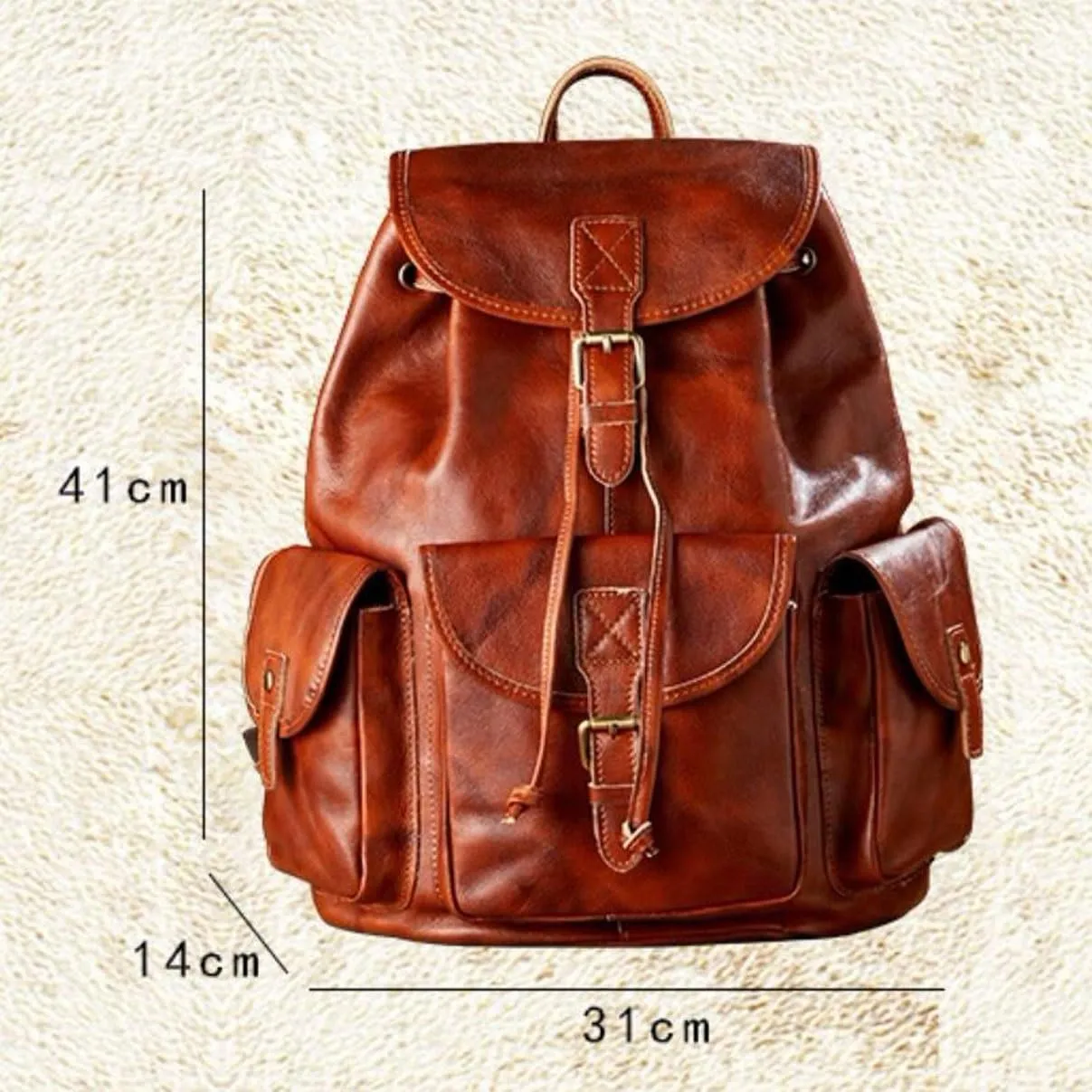 Luggage Travel Bags Backpacks Genuine Leather Laptop Bags Computers Bags Mens Casual Daypack Briefcases 16.1Inch(Brown)