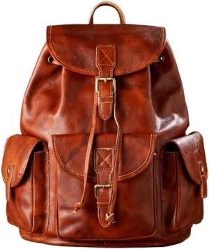Luggage Travel Bags Backpacks Genuine Leather Laptop Bags Computers Bags Mens Casual Daypack Briefcases 16.1Inch(Brown)
