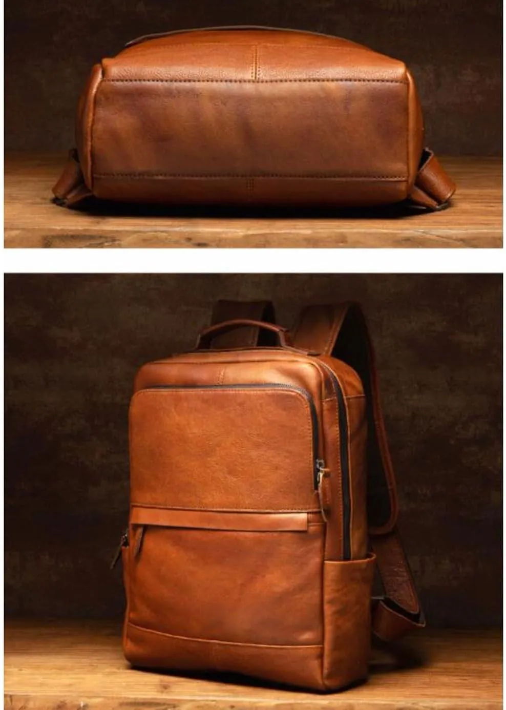 Luggage Travel Bags Genuine Leather Backpacks Mens Laptop Bags Computers Bags Casual Daypack Briefcases 16Inch(Brown)