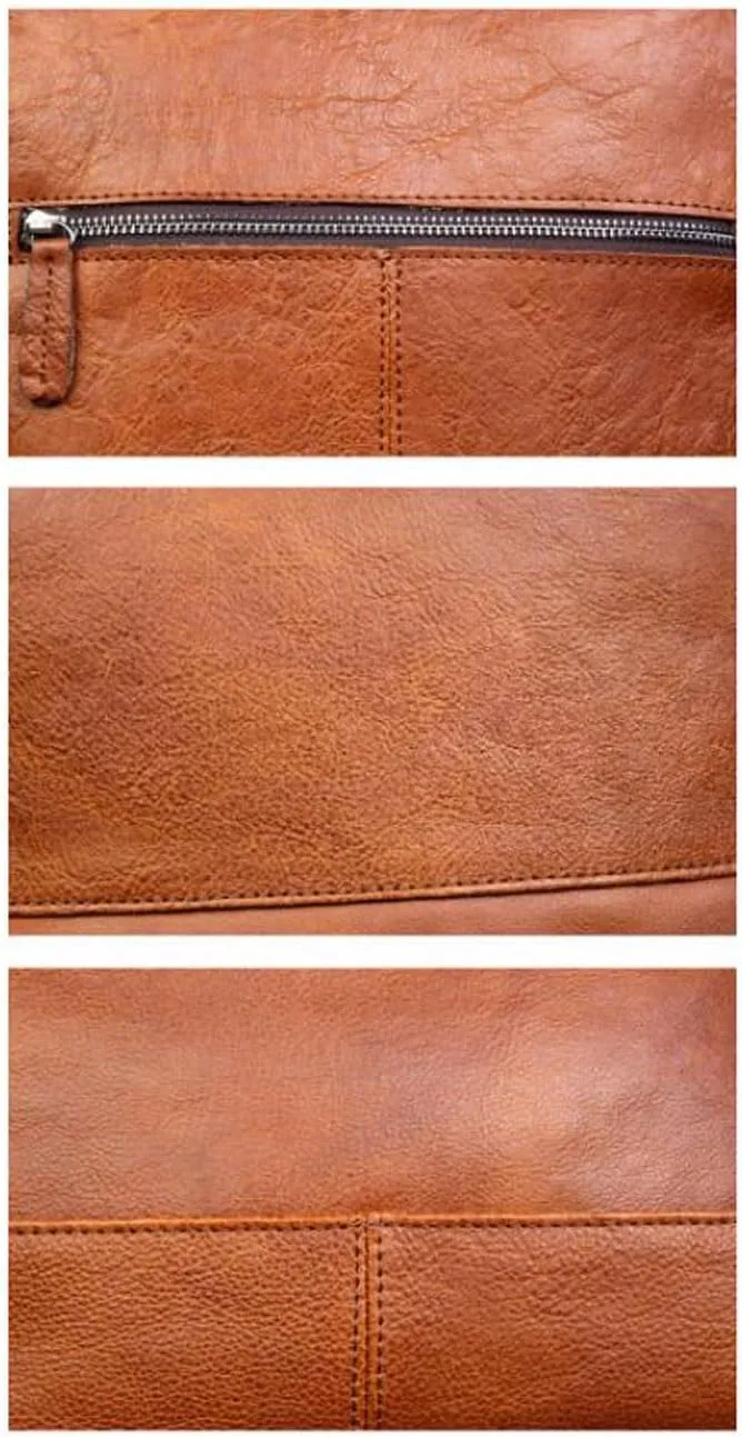 Luggage Travel Bags Genuine Leather Backpacks Mens Laptop Bags Computers Bags Casual Daypack Briefcases 16Inch(Brown)