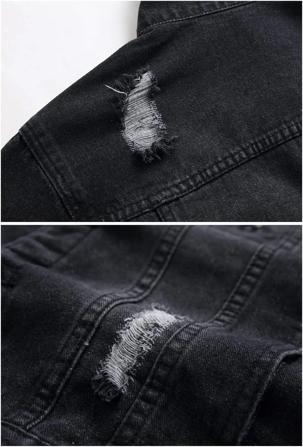 LZLER Men's Denim Jackets Distressed Destroyed Classic Vintage Slim Fit Ripped 2024 Fashion Trendy Trucker Jean Jackets