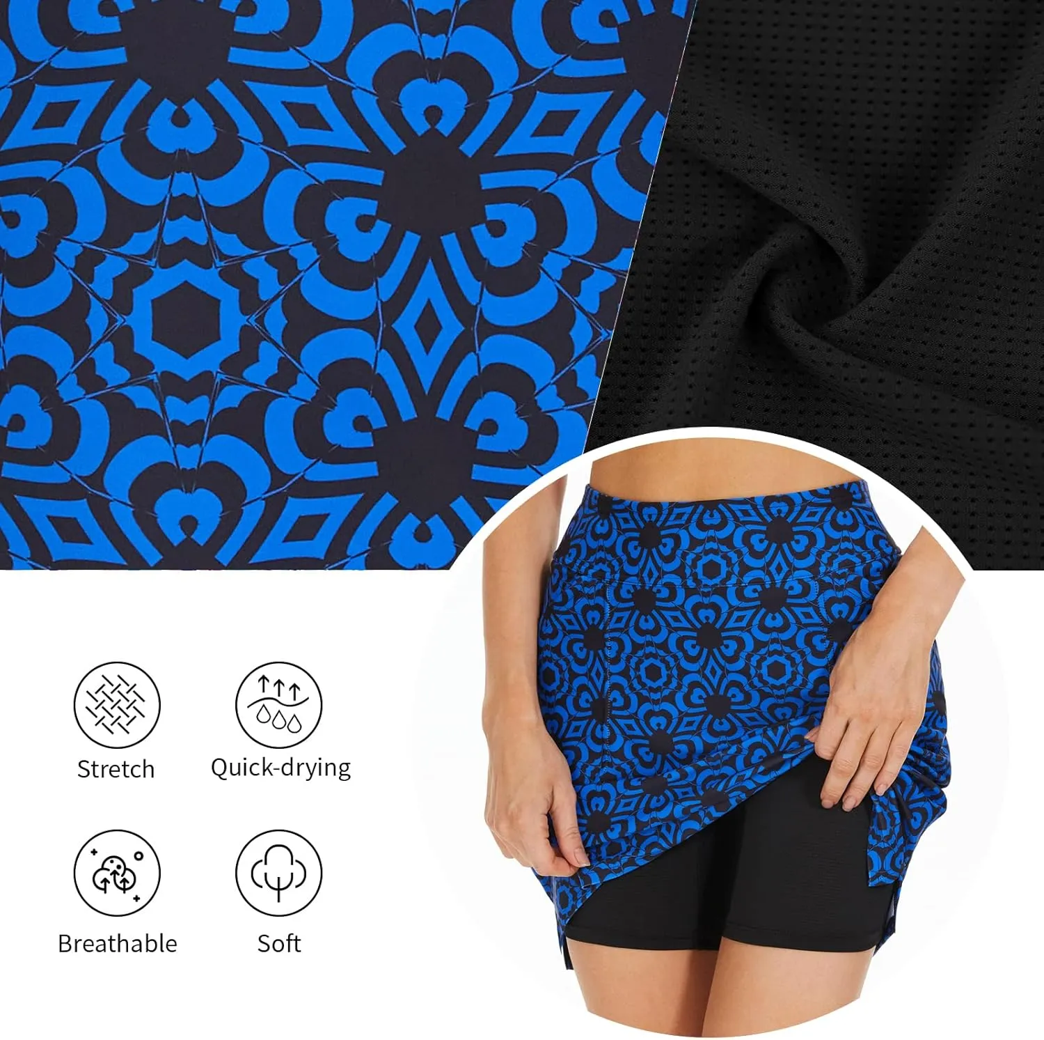 M MOTEEPI Skorts Skirts for Women 18" Athletic Golf Skort with Pockets Casual Dressy High Waist