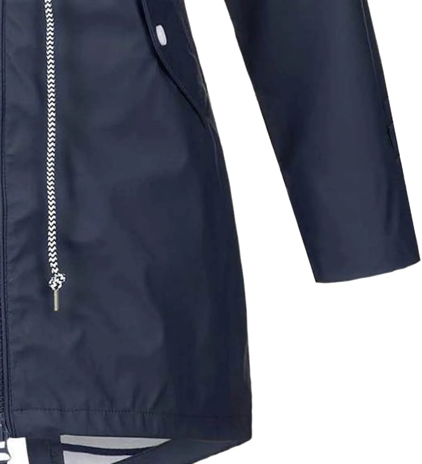 maisdgop Womens Rain Coat Casual Windproof Drawstring Trench Coat Lightweight Striped Lined Hooded Raincoats with Pockets