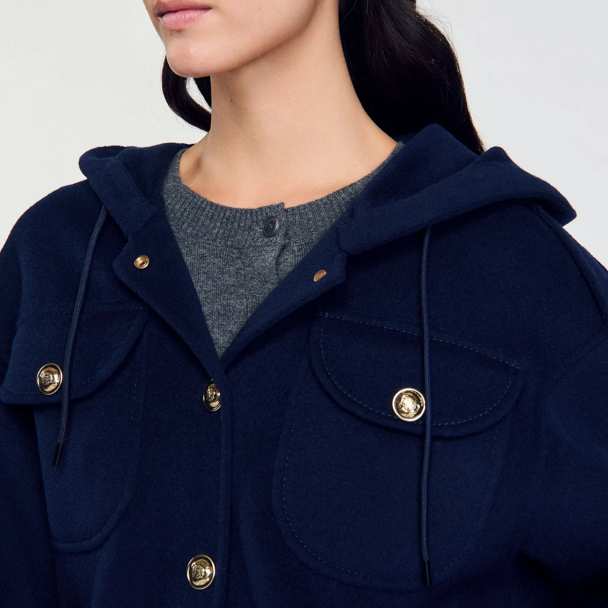 Marjane Double-Faced Wool Coat Navy Blue