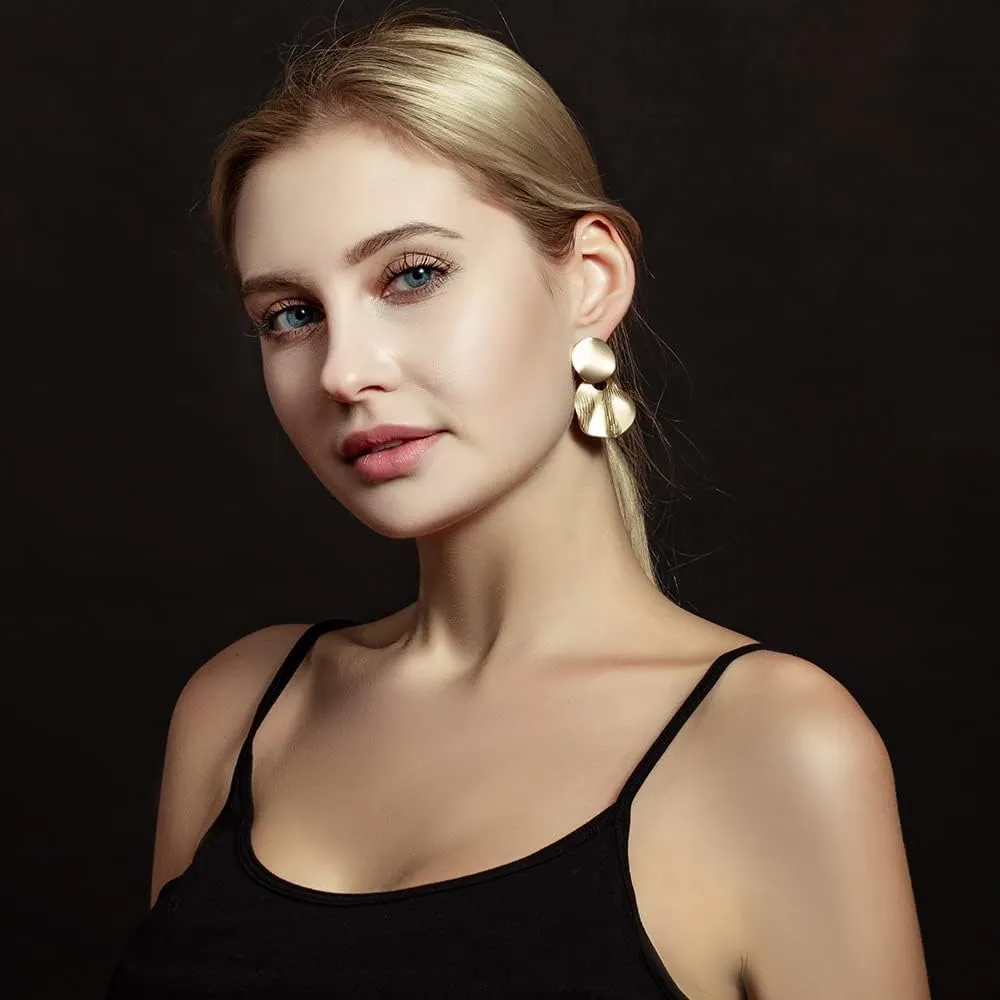Matte Gold Dangle Earrings for Women Big Drop Earrings Long Geometric Statement Earrings for Women