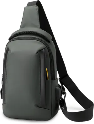 Men Crossbody sling bag Chest messenger pack with USB