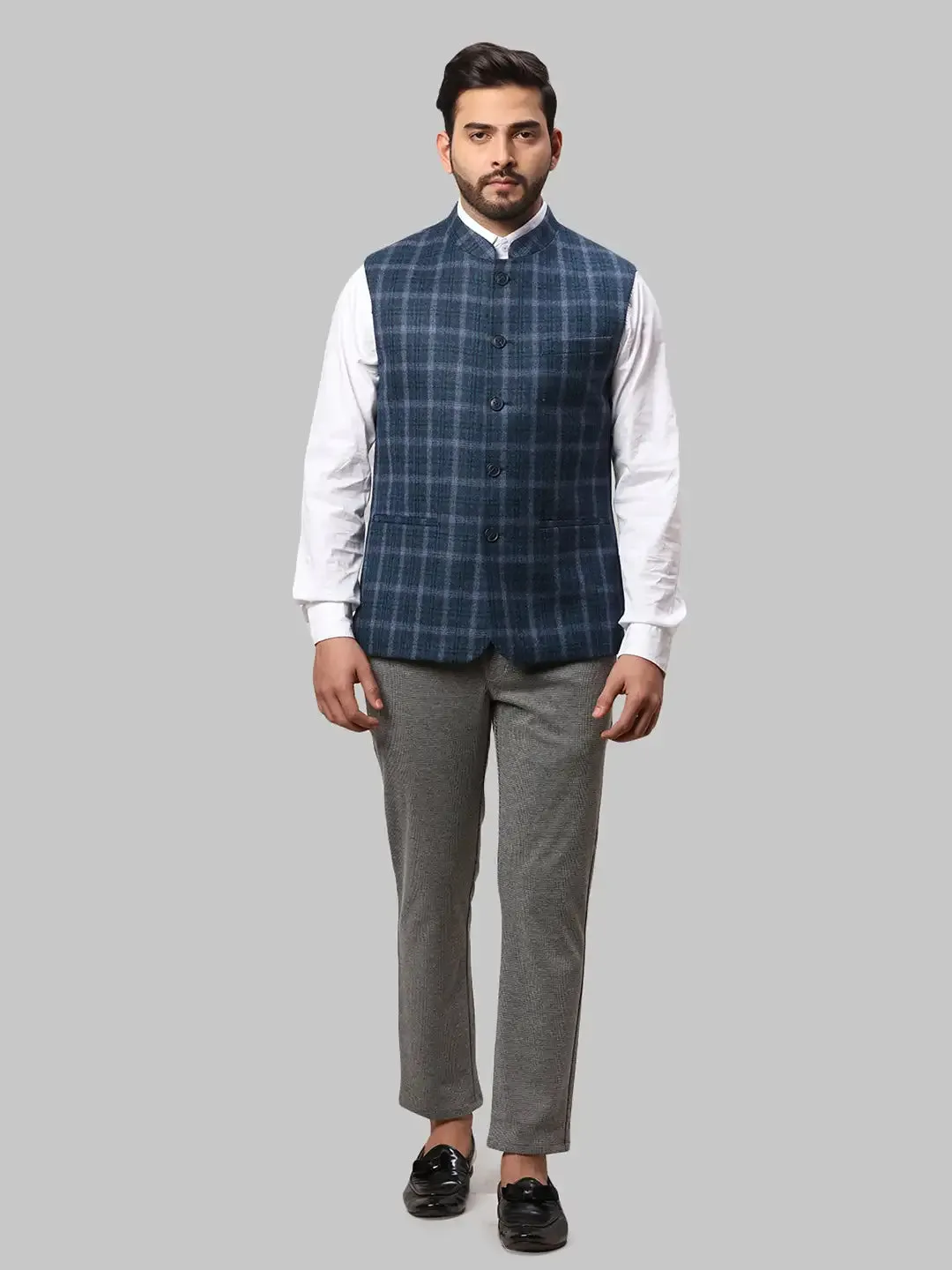 Men Grey Slim Fit Wool Waist Coat