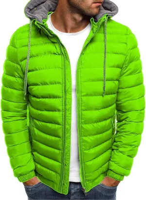 Men Snow Jackets Fall Winter Warm Cotton Padded Coat Drawstring Hooded Collar Hoodies Sweatshirt Outwear & Jackets
