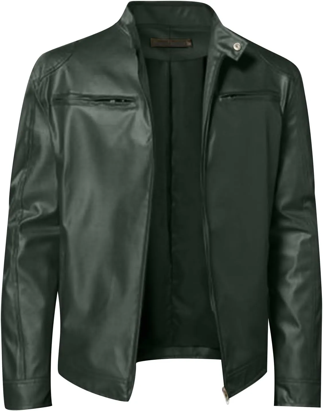 Men Windbreaker Jacket Thick Winter Jacket Men Vintage Cool Jacket Leather Long Sleeve Autumn Winter Stand Collar Club Coat