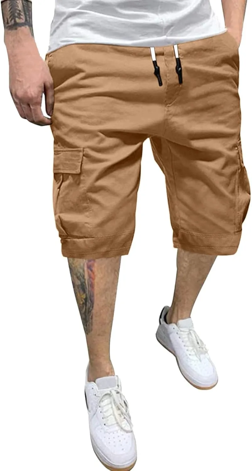Mens 2024 Cargo Shorts Multi Pockets Combat Track Fashion Outdoor Hiking Bermuda Solid Hipster Street Versatile Casual Pants