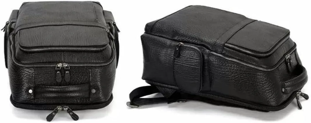Mens Backpacks Genuine Leather Laptop Bags Briefcases Computers Bags Casual Daypack Bookbags Travel Bags 16.9Inch(Brown)
