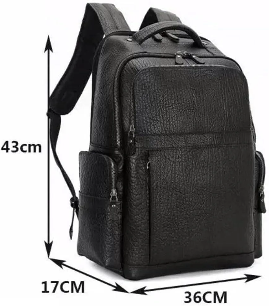 Mens Backpacks Genuine Leather Laptop Bags Briefcases Computers Bags Casual Daypack Bookbags Travel Bags 16.9Inch(Brown)