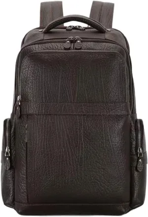 Mens Backpacks Genuine Leather Laptop Bags Briefcases Computers Bags Casual Daypack Bookbags Travel Bags 16.9Inch(Brown)