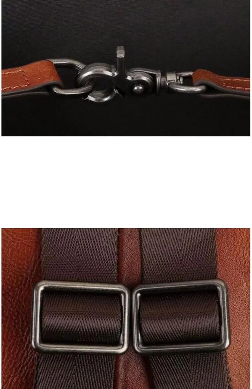 Mens Backpacks Genuine Leather Laptop Bags Briefcases Computers Bags Casual Daypack Luggage Travel Bags 13.3Inch(Brown-1)