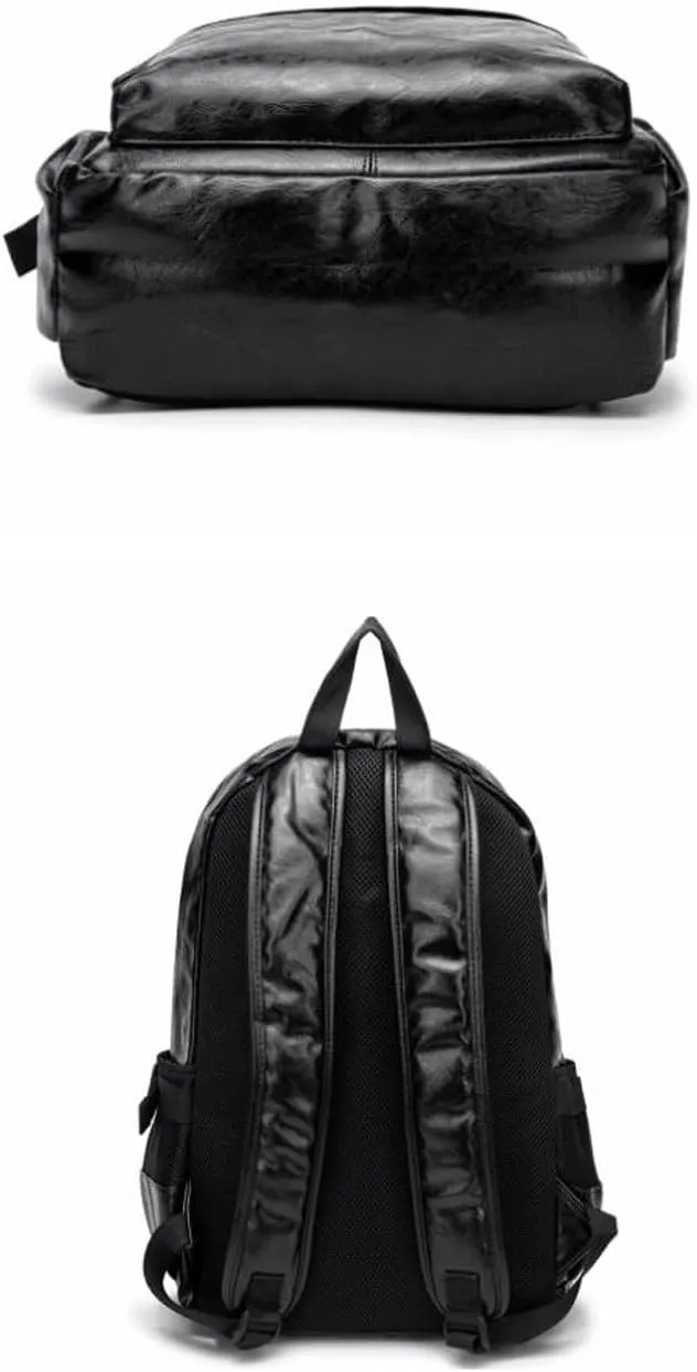 Mens Backpacks Genuine Leather Laptop Bags Briefcases Computers Bags Casual Daypack Luggage Travel Bags 16.7Inch(Black)
