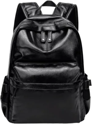 Mens Backpacks Genuine Leather Laptop Bags Briefcases Computers Bags Casual Daypack Luggage Travel Bags 16.7Inch(Black)