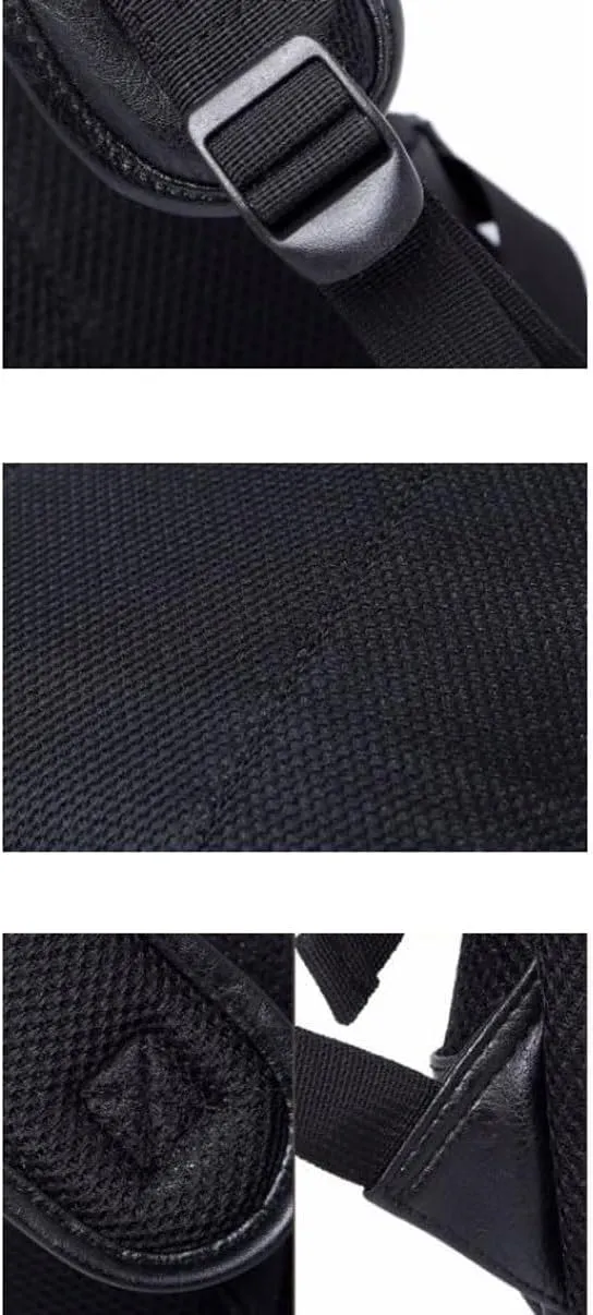 Mens Backpacks Genuine Leather Laptop Bags Briefcases Computers Bags Casual Daypack Luggage Travel Bags 16.7Inch(Black)