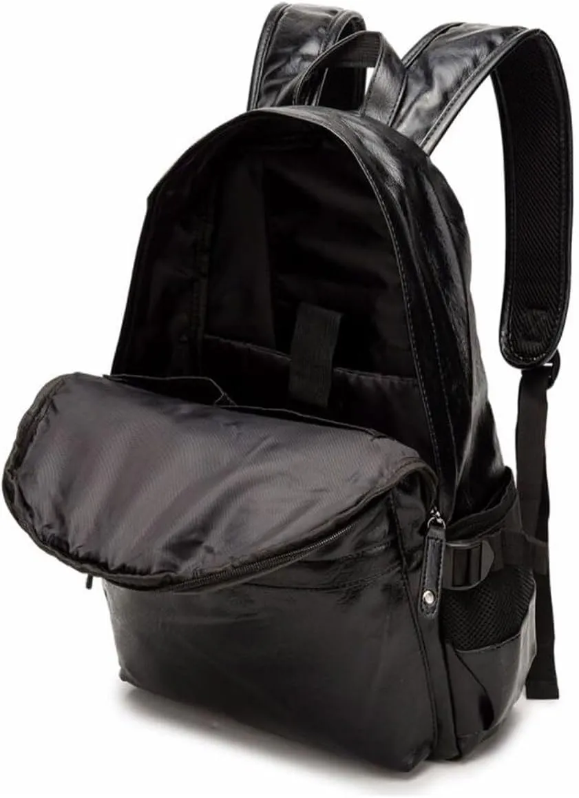 Mens Backpacks Genuine Leather Laptop Bags Briefcases Computers Bags Casual Daypack Luggage Travel Bags 16.7Inch(Black)