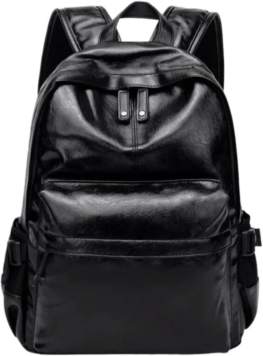Mens Backpacks Genuine Leather Laptop Bags Briefcases Computers Bags Casual Daypack Luggage Travel Bags 16.7Inch(Black)
