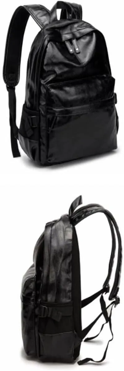 Mens Backpacks Genuine Leather Laptop Bags Briefcases Computers Bags Casual Daypack Luggage Travel Bags 16.7Inch(Black)