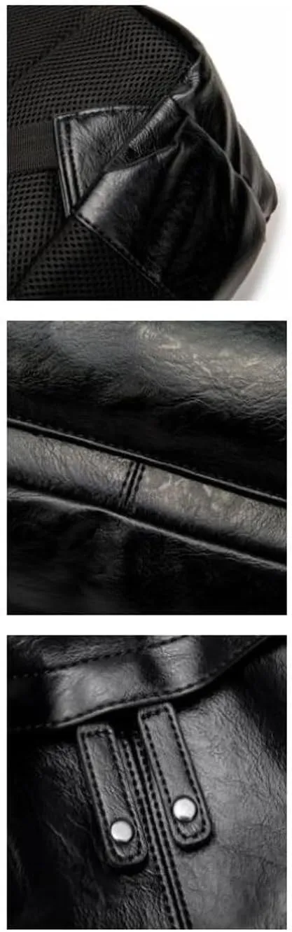 Mens Backpacks Genuine Leather Laptop Bags Briefcases Computers Bags Casual Daypack Luggage Travel Bags 16.7Inch(Black)