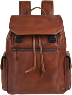 Mens Backpacks Genuine Leather Laptop Bags Briefcases Computers Bags Casual Daypack Travel Bags Luggage Bags 15Inch(Brown)