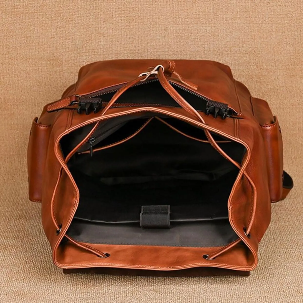Mens Backpacks Genuine Leather Laptop Bags Briefcases Computers Bags Casual Daypack Travel Bags Luggage Bags 15Inch(Brown)