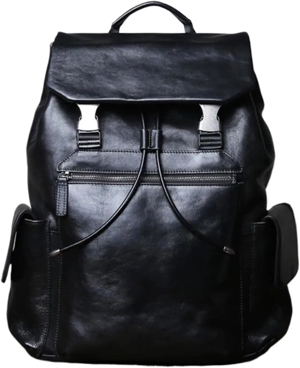 Mens Backpacks Genuine Leather Laptop Bags Briefcases Computers Bags Casual Daypack Travel Bags Luggage Bags(Black)