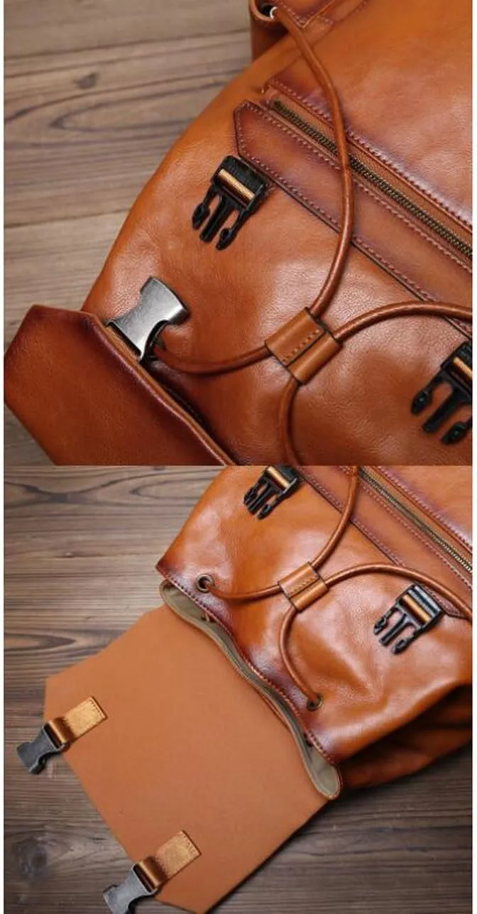Mens Backpacks Genuine Leather Laptop Bags Briefcases Computers Bags Casual Daypack Travel Bags Luggage Bags(Black)