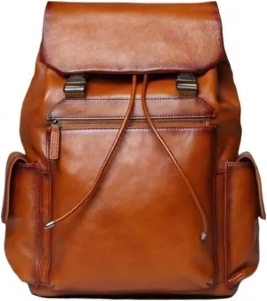 Mens Backpacks Genuine Leather Laptop Bags Briefcases Computers Bags Casual Daypack Travel Bags Luggage Bags(Brown)