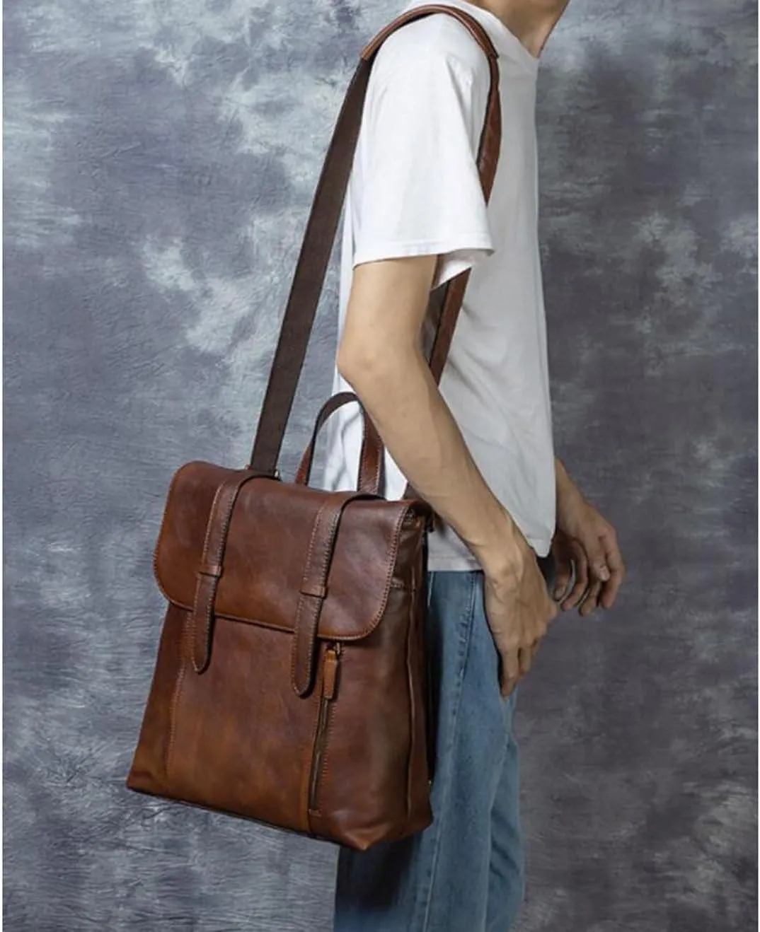 Mens Backpacks Genuine Leather Laptop Bags Briefcases Luggage Travel Bags Casual Daypack Messenger Shoulder Bags
