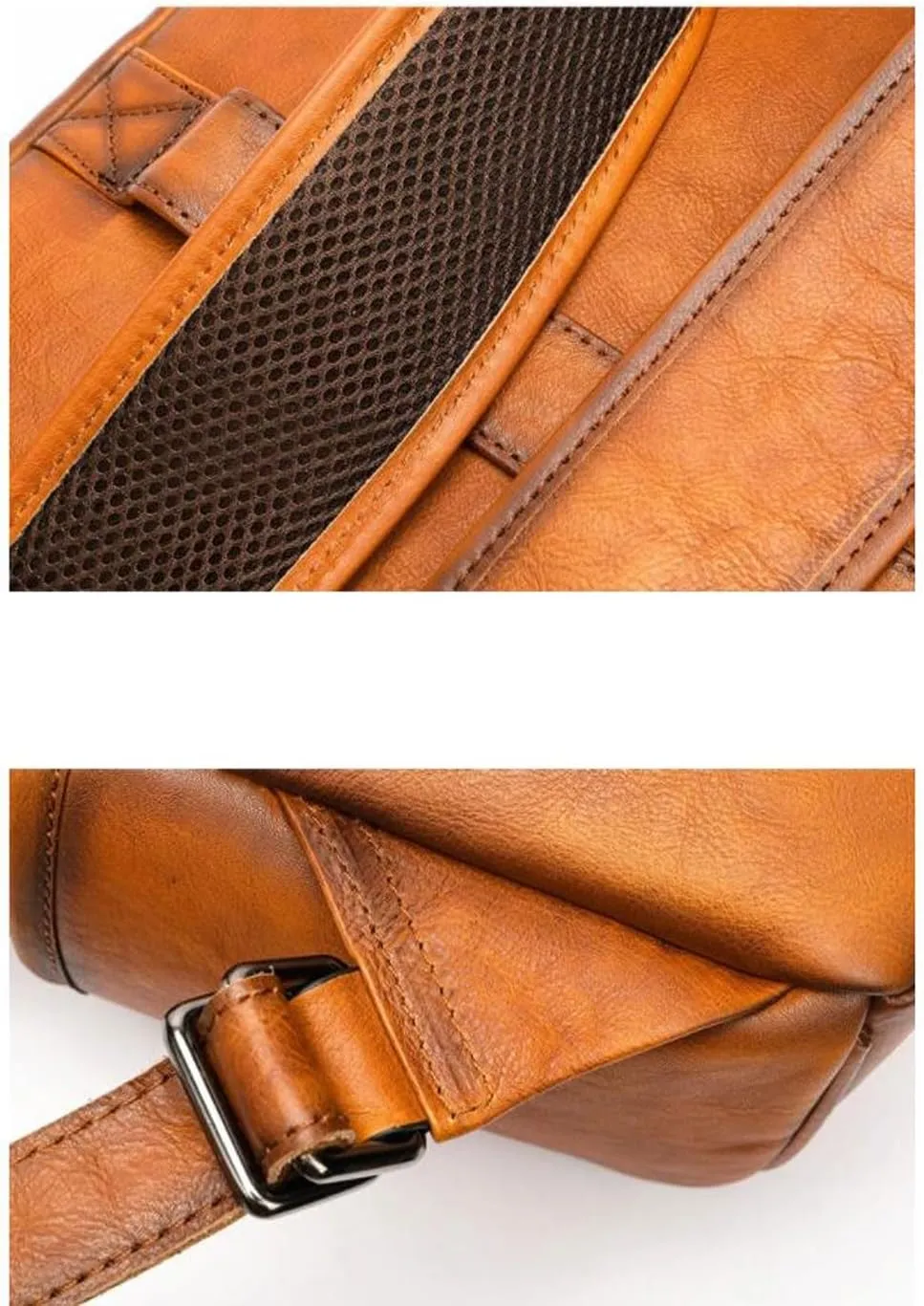 Mens Backpacks Genuine Leather Laptop Bags Casual Daypack Briefcases Computers Bags Luggage Travel Bags 17.3Inch(Black-1)