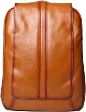 Mens Backpacks Genuine Leather Laptop Bags Casual Daypack Luggage Travel Bags Computers Bags Briefcases 15.7Inch(Brown)