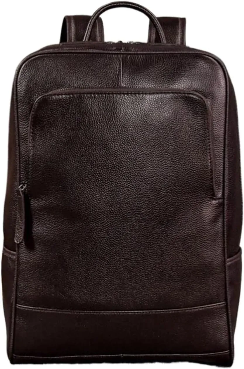 Mens Backpacks Genuine Leather Laptop Bags Computers Bags Luggage Travel Bags Casual Daypack Briefcases 16.9Inch(Brown)