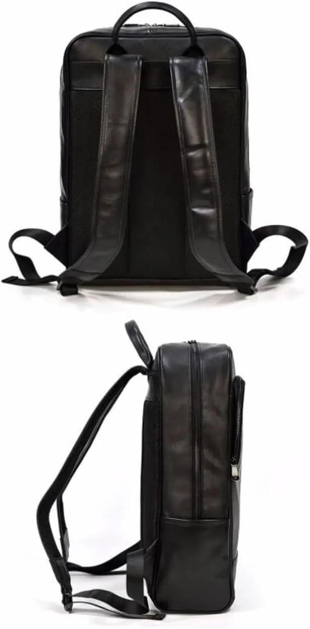 Mens Backpacks Genuine Leather Laptop Bags Computers Bags Luggage Travel Bags Casual Daypack Briefcases 16.9Inch(Brown)