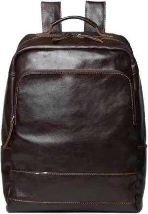 Mens Backpacks Genuine Leather Laptop Bags Computers Bags Luggage Travel Bags Casual Daypack Briefcases(Brown)