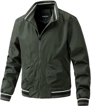 Men's Bomber Jacket Lightweight Full Zip Up Windbreaker Slim Fit Casual Spring Fall Jackets with Pockets for Men