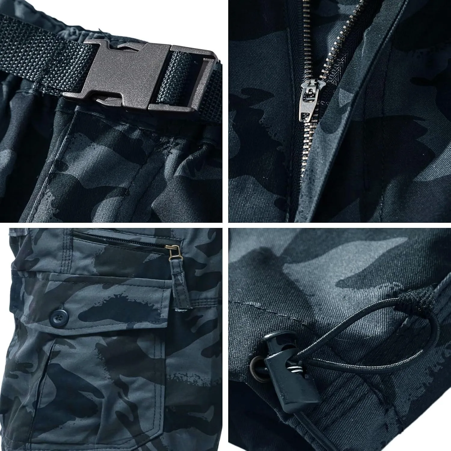 Mens Cargo Shorts 3/4 Relaxed Fit Army Tactical Running Shorts 7 Pockets Elastic Waist Cotton Sports Hiking Pants 2024 Trend