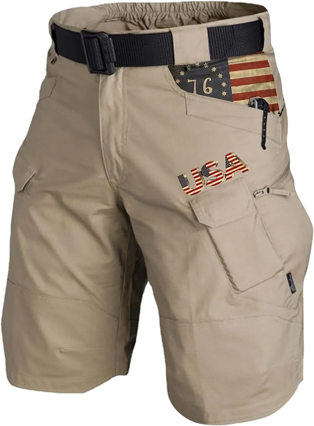Men's Cargo Shorts Graphic Tactical Shorts with Zipper Pockets Outdoor Hiking Fishing Shorts for Men Golf Shorts