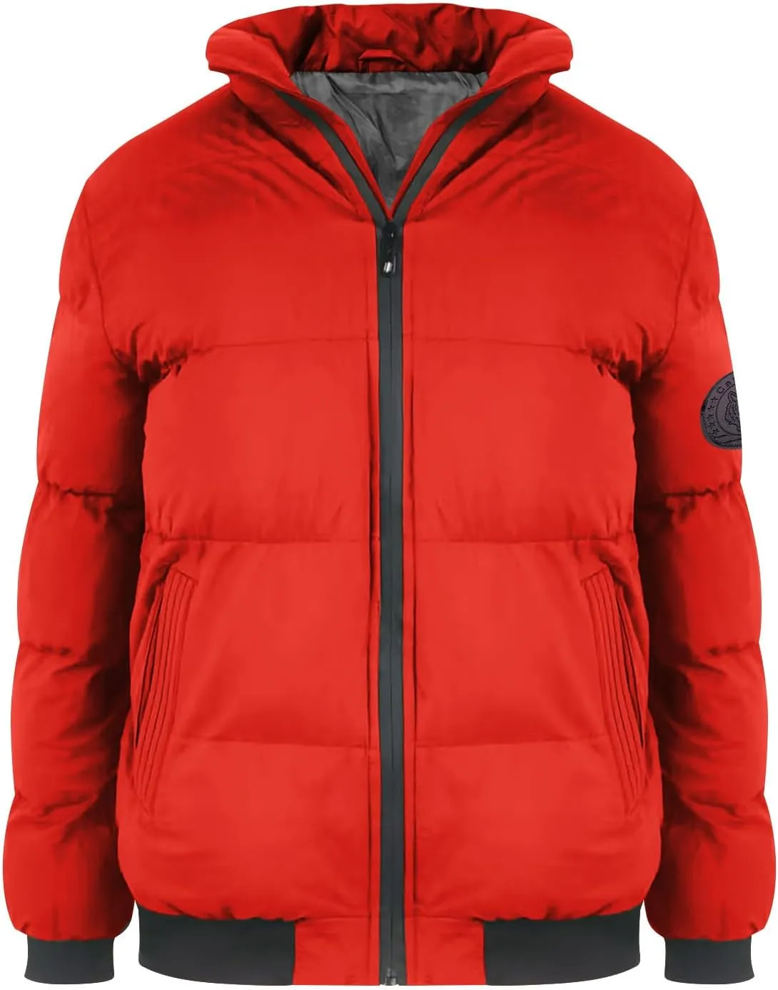 Men's Cotton Padded Puffer Jacket Winter Warm Down Coats Stand Collar Waterproof Outerwear with Pockets