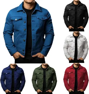 Mens Cozy Jacket Lightweight Casual Coat Lapel Button Pockets Outwear Slim Fit Overshirt Spring Fall
