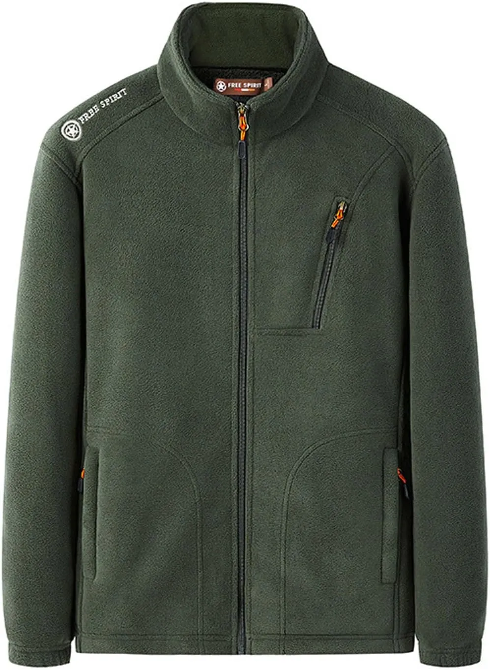 Men's Full-Zip Fleece Tactical Jackets Mock Neck Sweatshirt Softshell Windbreaker Outdoor Coats with Zip Pockets