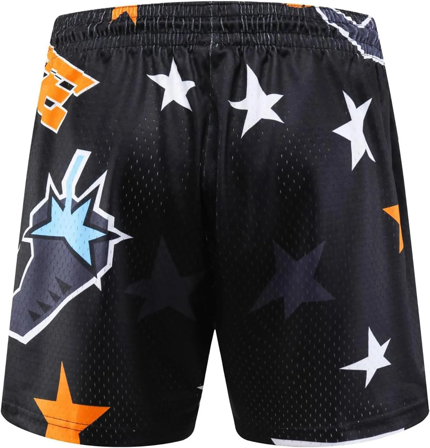 Men's Graphic Print Shorts Retro Basketball Shorts Cool Mesh Shorts