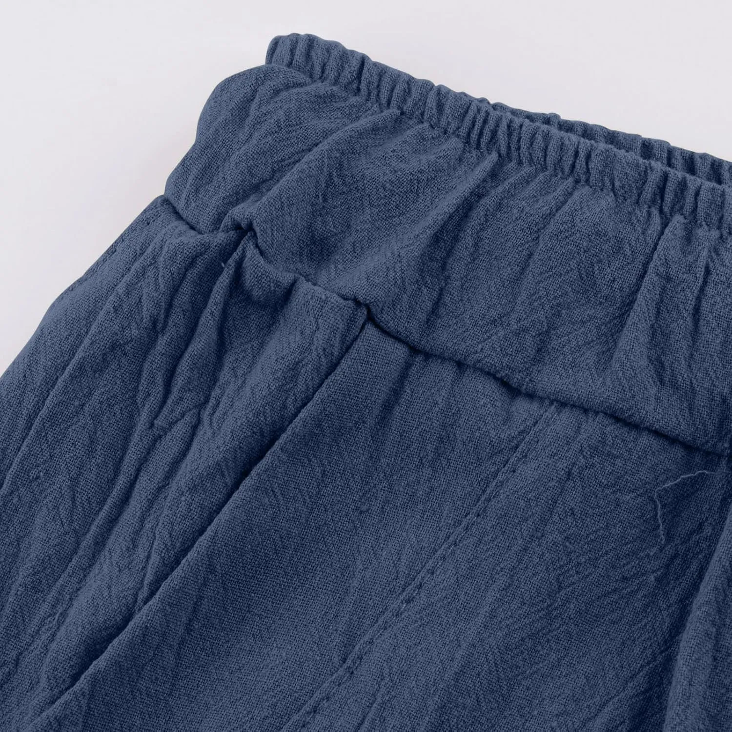 Mens Hiking Pants Lightweight Linen Pants Elastic Waist Drawstring Pants Summer Beach Pant Casual Baggy Pants