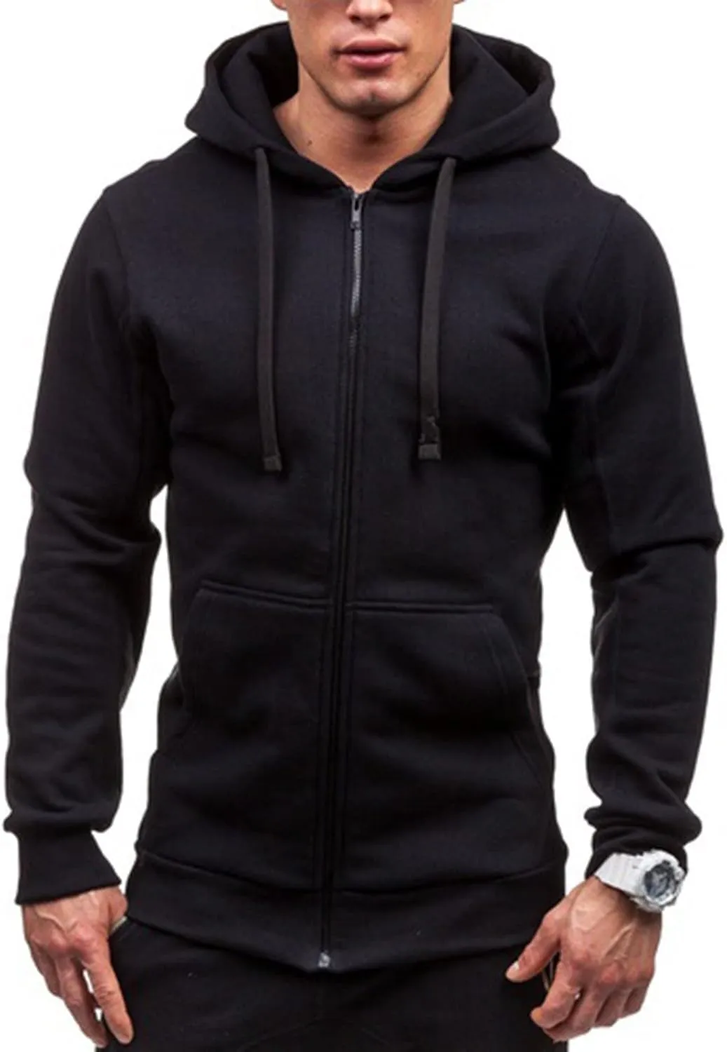 Mens Hoodies 2024 Trendy Lightweight Full Zip Hooded Sweatshirt Jacket Fashion Long Sleeve Solid Slim Fit Sport Caots